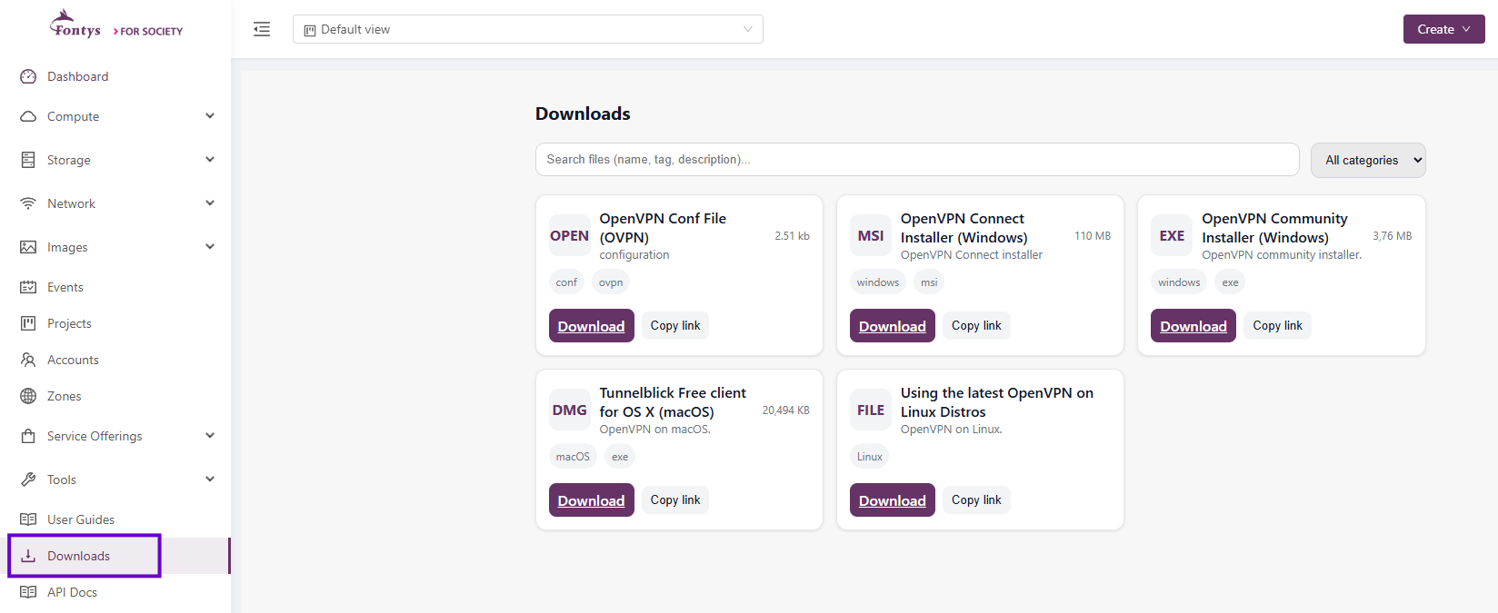 downloads navigation