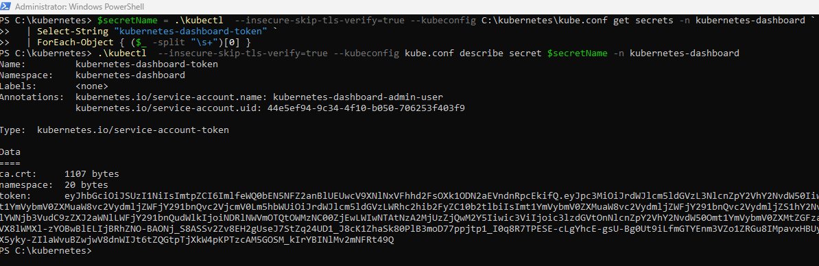 kubernetes token retrieval