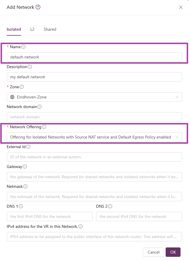 adding isolated network